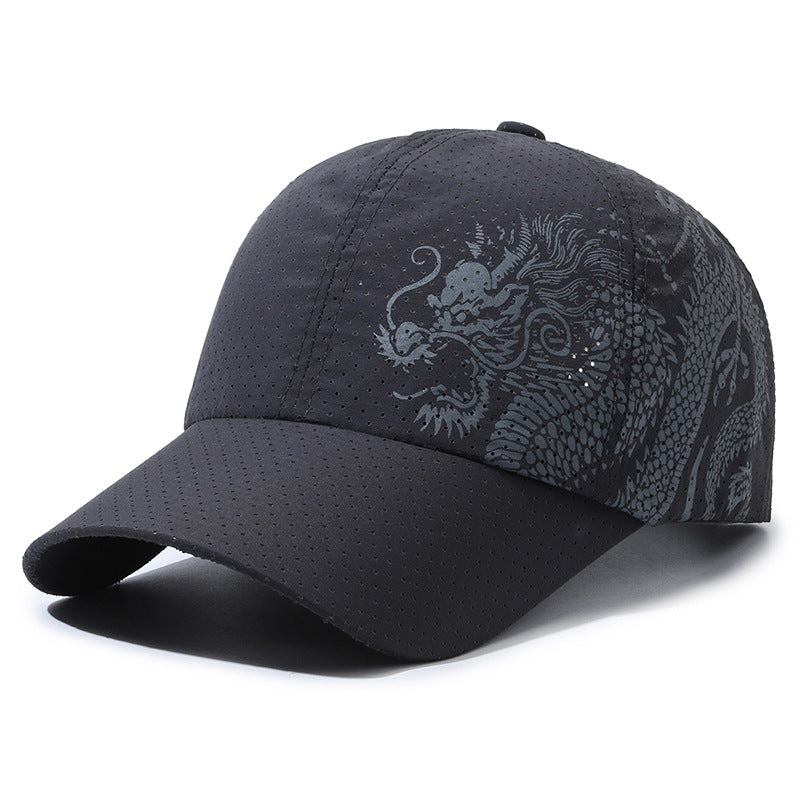 Chapeau homme style chinois imprimé Dragon Casquette de baseball polyester