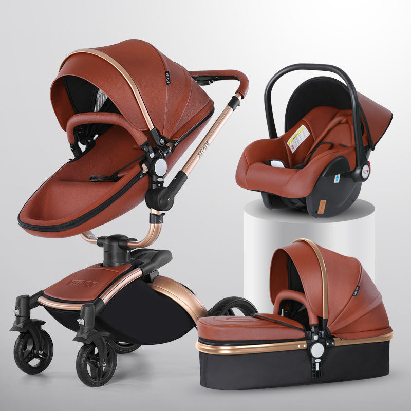 Grand paysage Poussette bébé Rotation à 360 degrés 3-en-1 Panier pliable