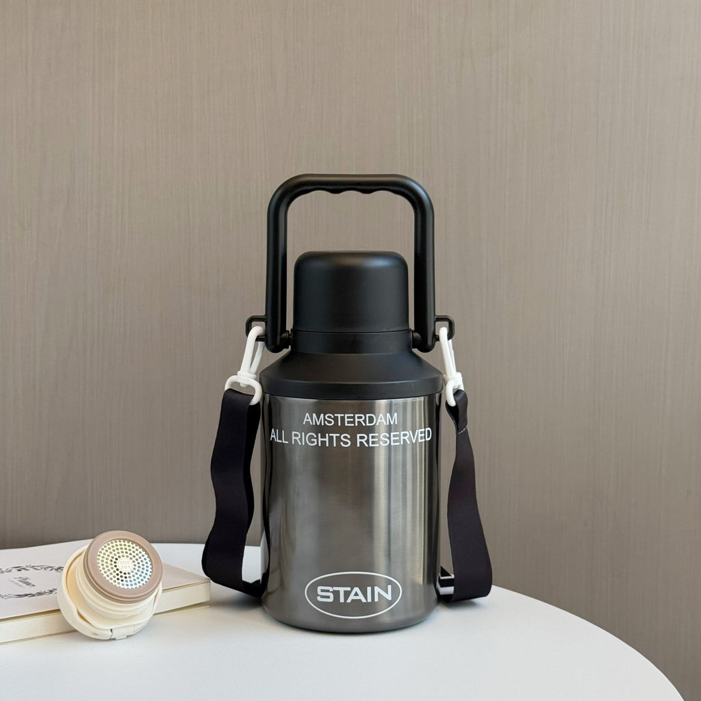 Bouteille d'eau portative sport de fitness avec paille et poignée