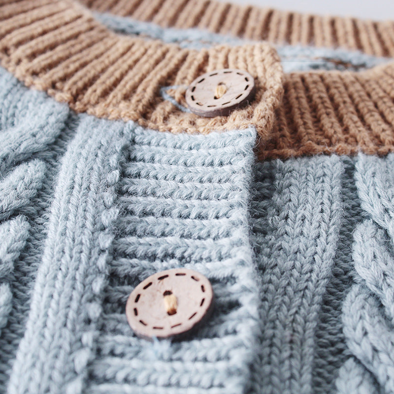 Chandail d'enfant Twist Knit Coat Top Cardigan tout-match