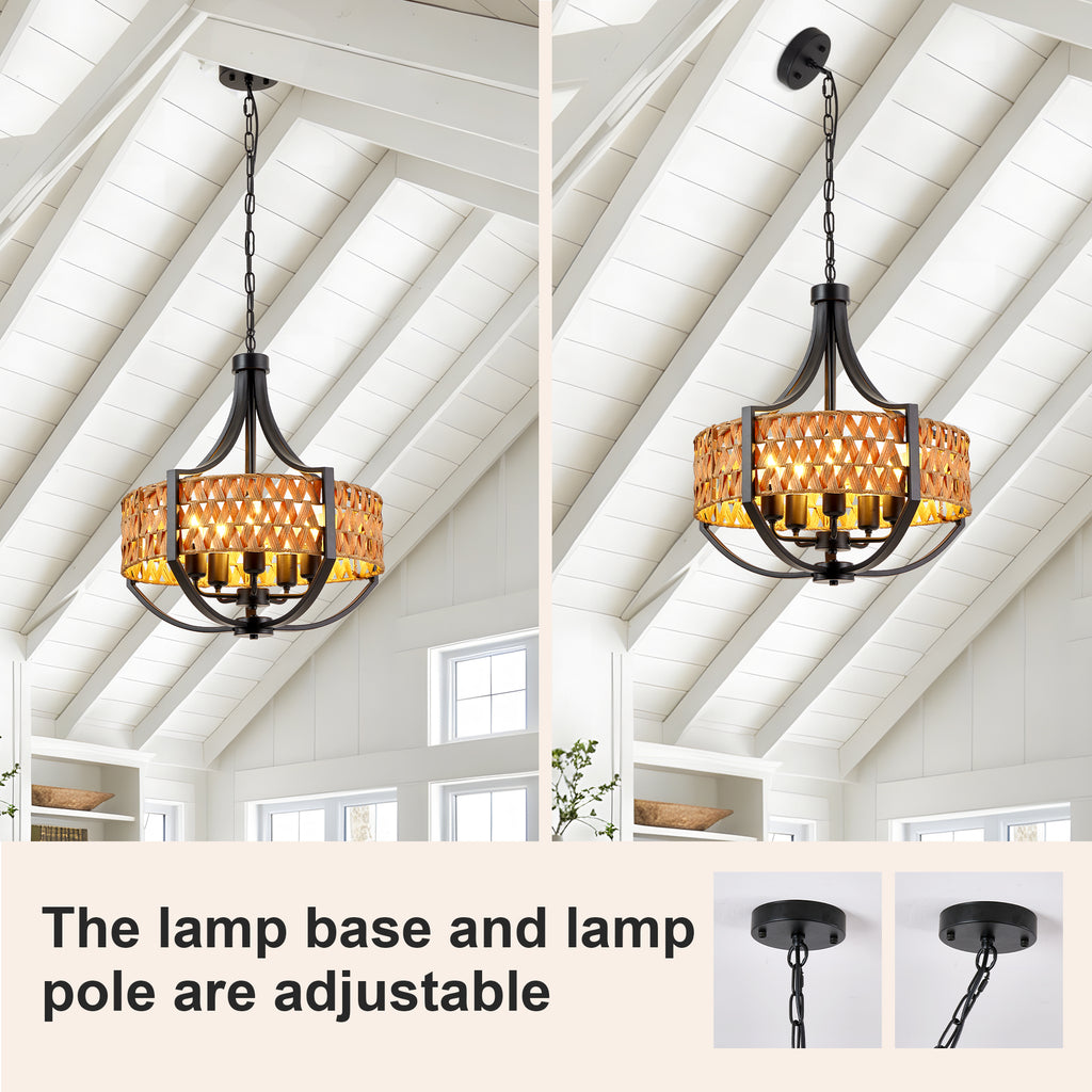 19.7" Rattan Chandelier