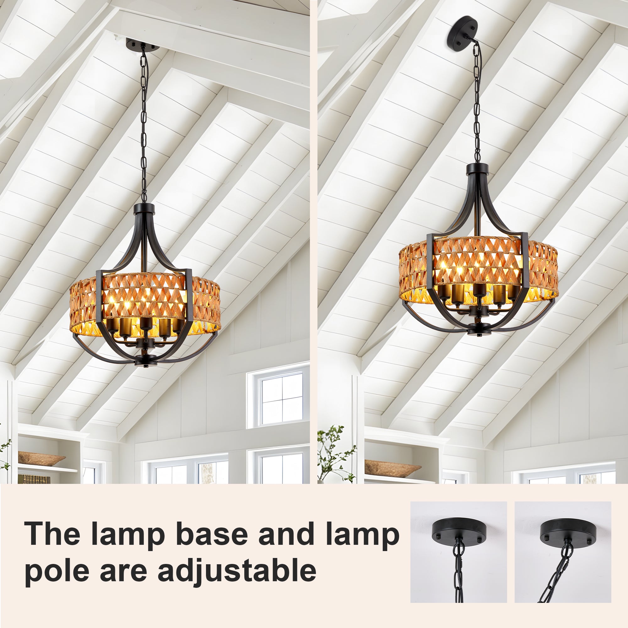 19.7" Rattan Chandelier