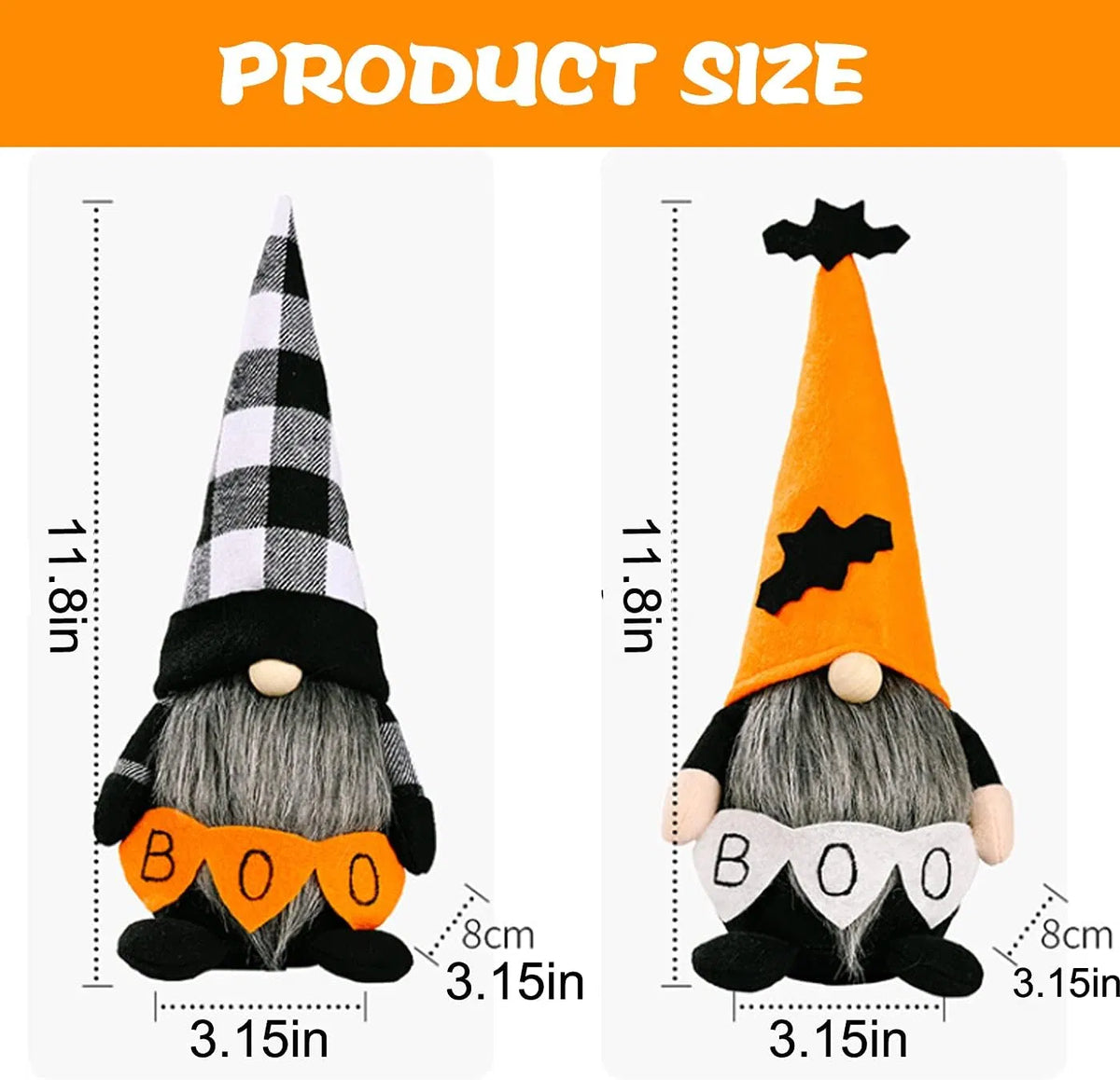 2 Pack Halloween Gnomes Plush Décor