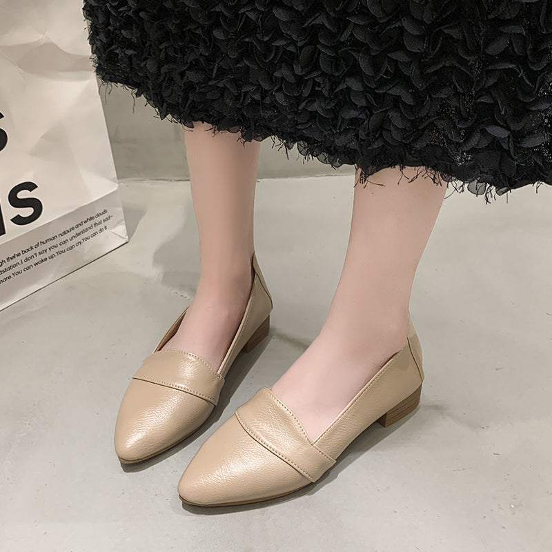 Femmes Pointed Toe Spliced Strap Pompes de talon à bas bloc