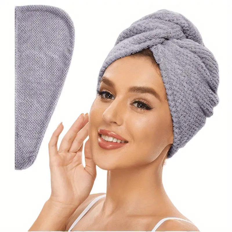 Casquette de séchage des cheveux de Fleece de corail pour femmes