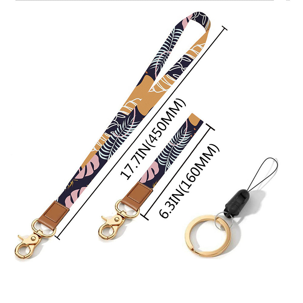Leather-Polyester Wrist-Neck Lanyard porte-clés à double usage