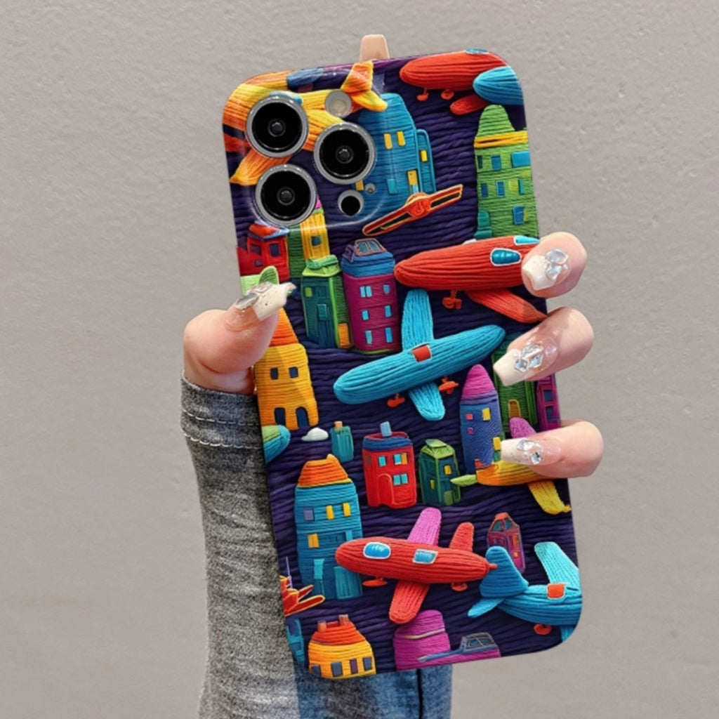 Peinture à l'huile Minimalist Airplane Imprimer le boîtier de téléphone
