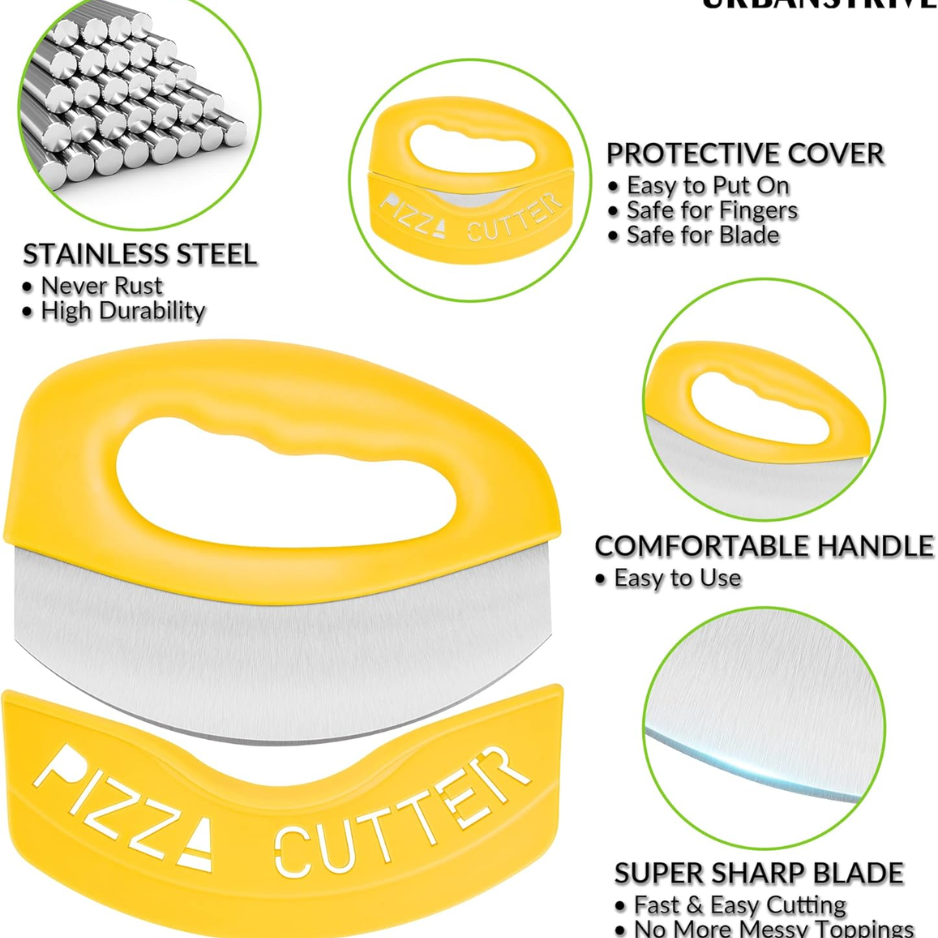 Rocker de cutter à pizza en acier inoxydable résistant avec couverture de protection - Super-Sharp P