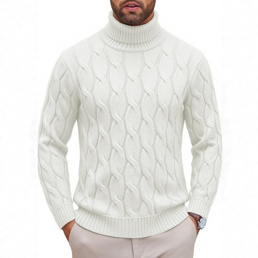 Chandail en col roulé à la mode homme avec design floral enroulé