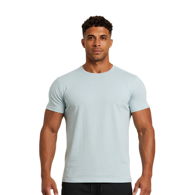 Haut de forme physique respirante à manches courtes à manches courtes pour hommes avec un collier et un Ela haut