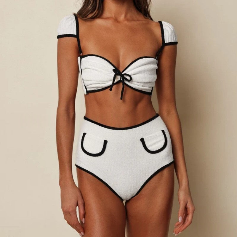 Haute taille Bikini Split maillot de bain avec des paillettes sexy pour les femmes