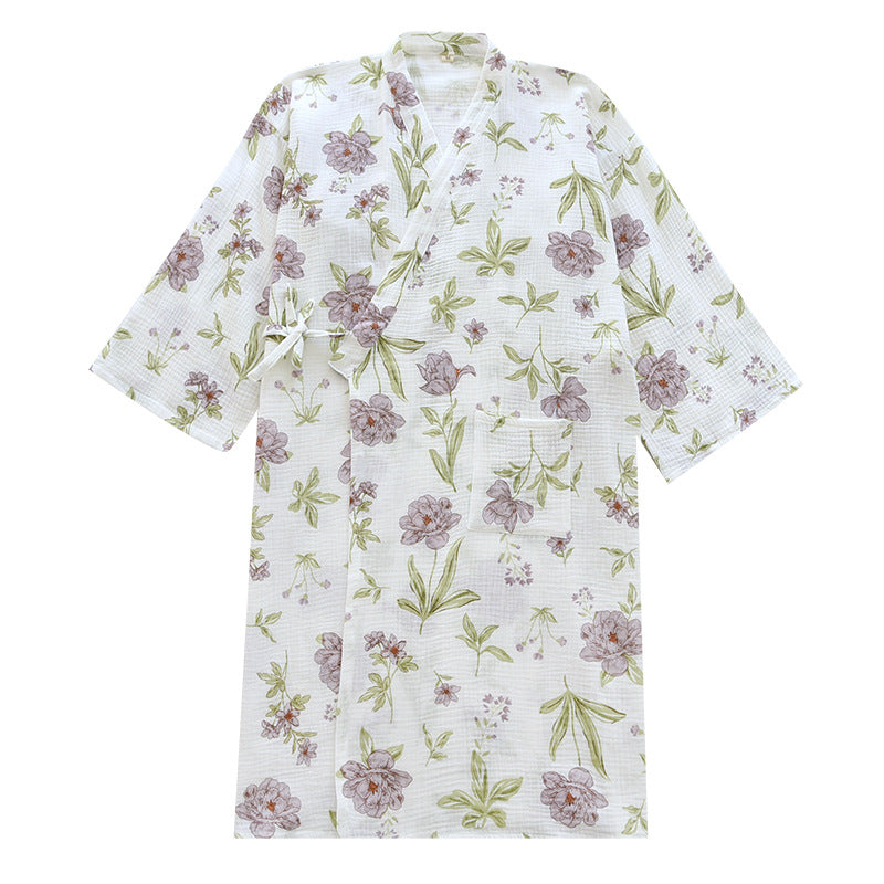 Women's Gauze Kimono Robe and Nightgown