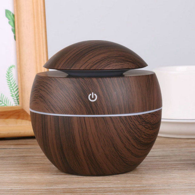Mini humidificateur d'air rond de grain de bois portable