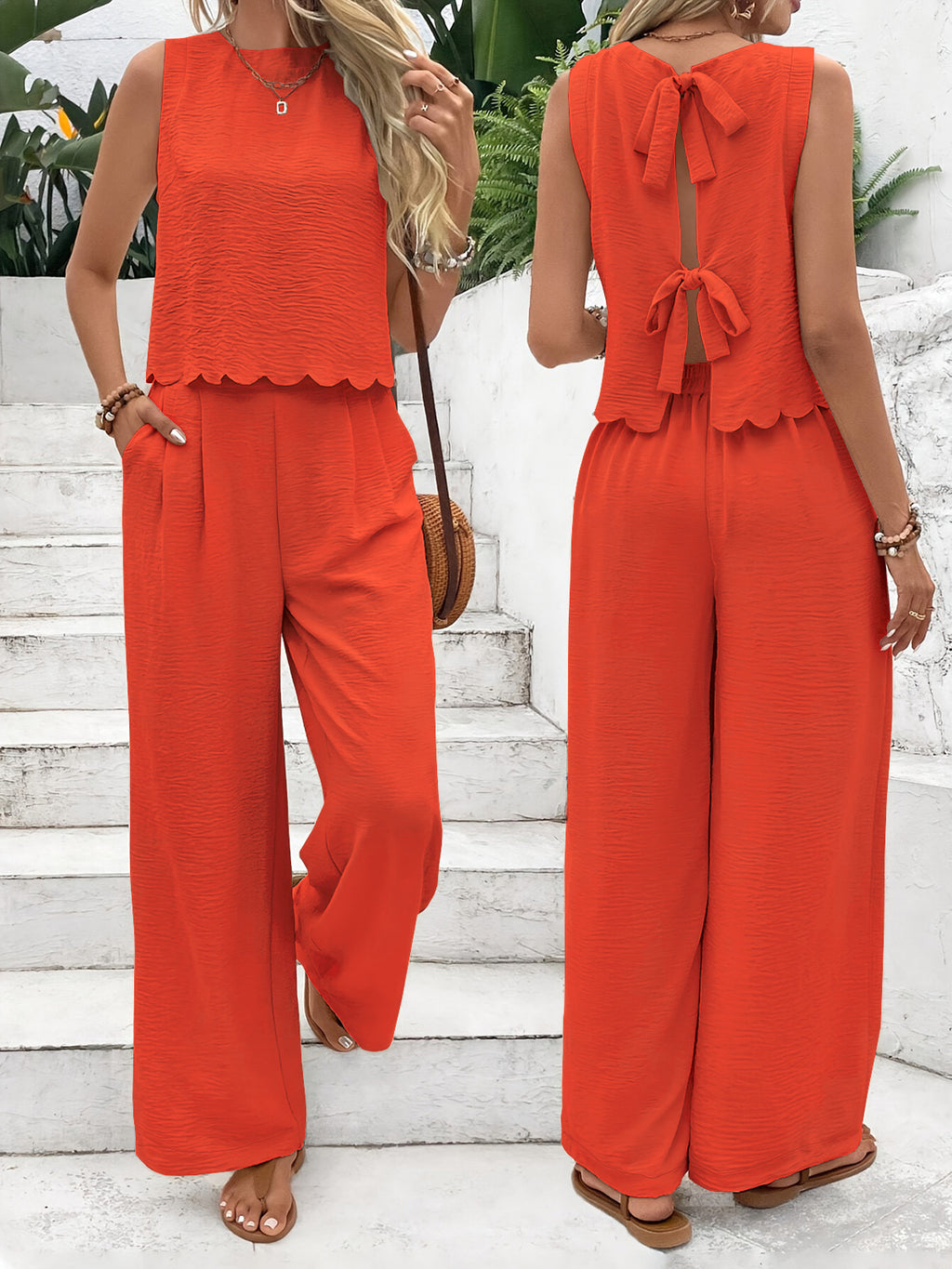 Ensemble de pantalons d'été sans manches et de pantalons occasionnels pour femmes européennes et américaines