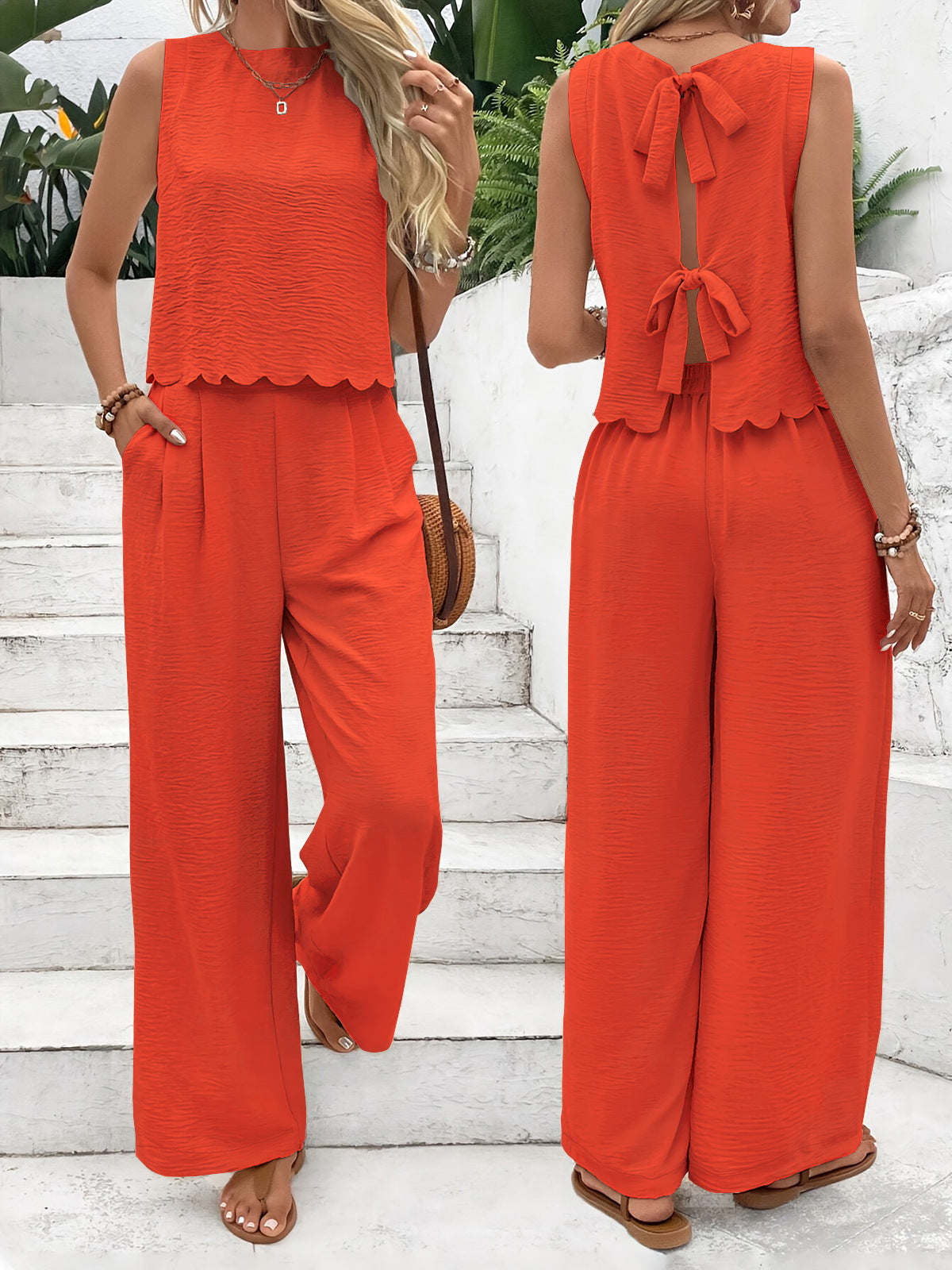 Ensemble de pantalons d'été sans manches et de pantalons occasionnels pour femmes européennes et américaines