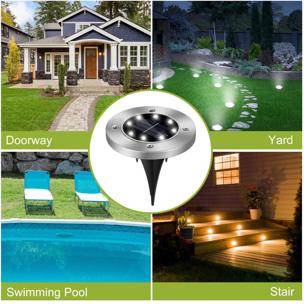 4Pcs Solar Powered Ground Light for Outdoor Garden Decoration IP65 Imperméable Entered In-Gr