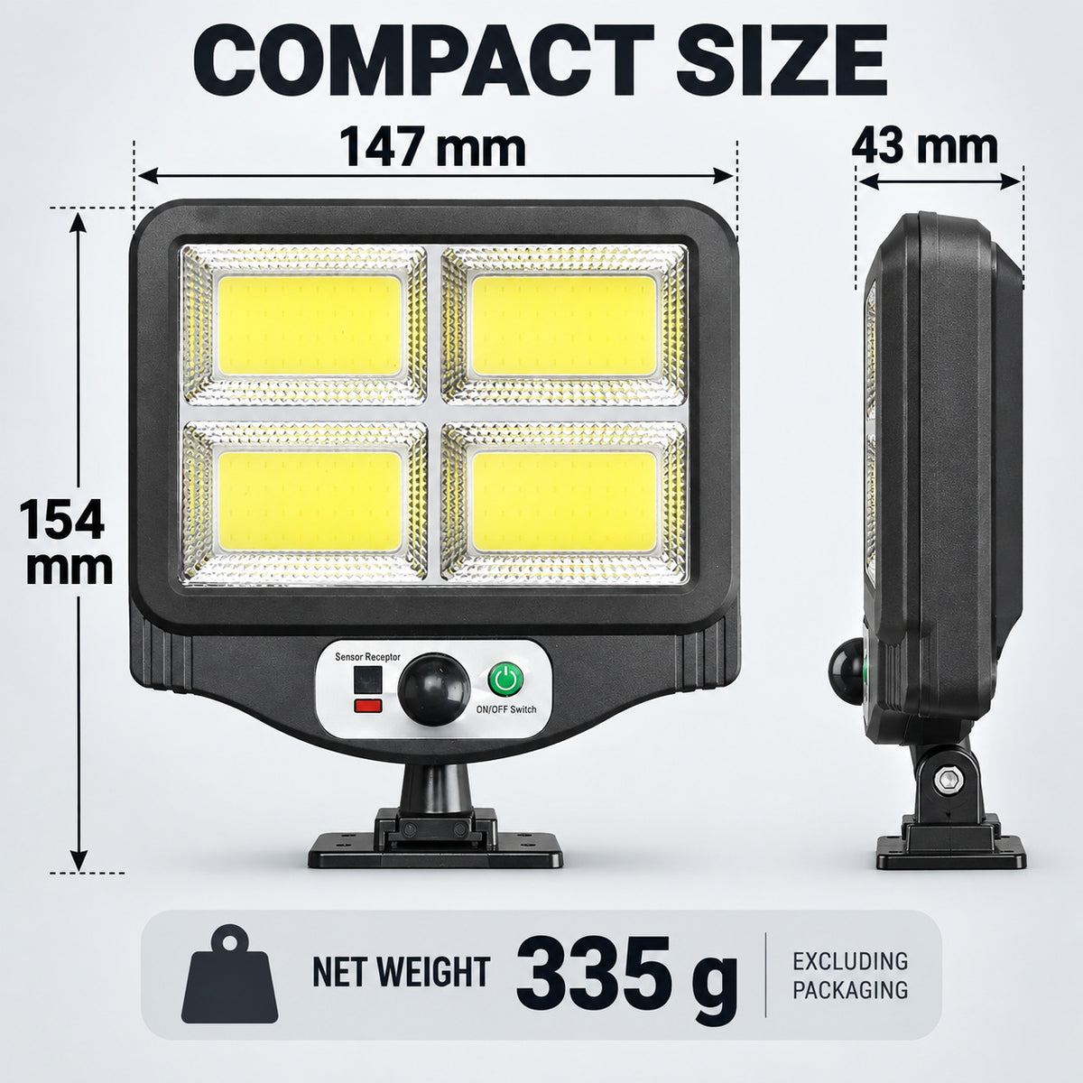 Capteur de mouvement rechargeable solaire COB LED lampe de travail 1500mAh pour auto W781 4 1x