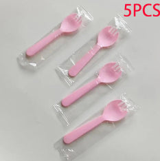 Fourche colorée et boîte de 11,5cm-pink-1