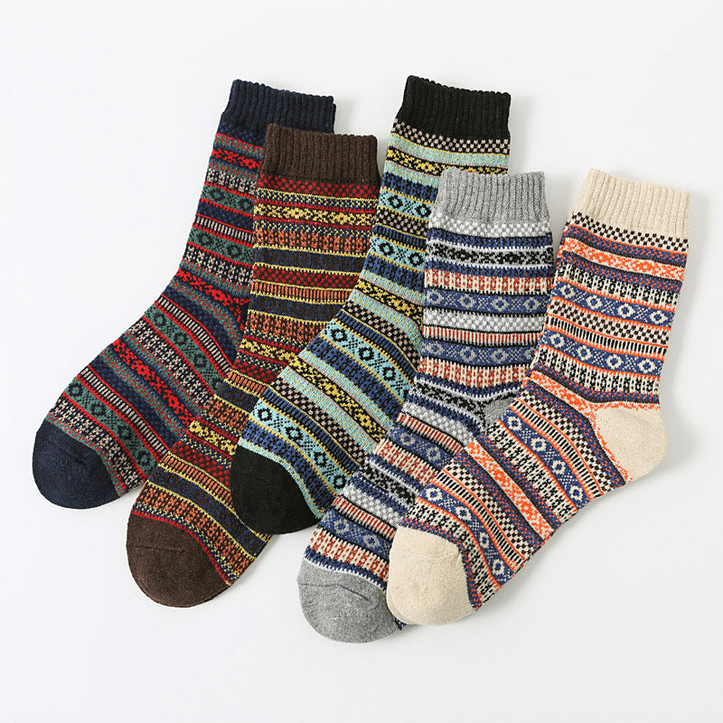 Chaussettes en laine carrée rétro