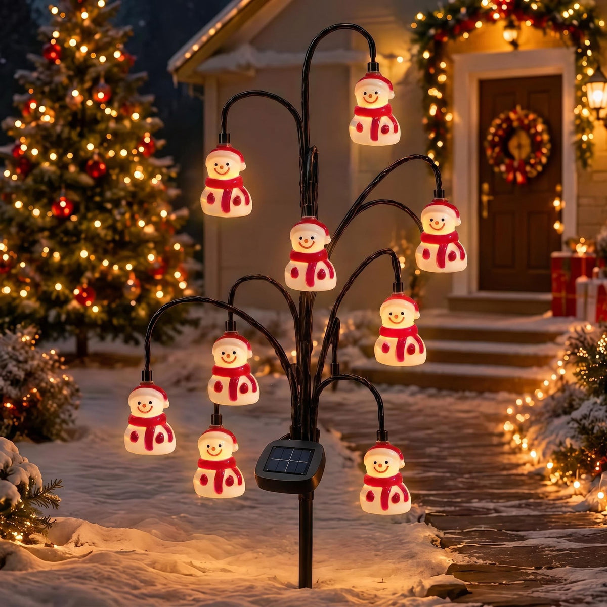 Lumières d'arbre décoratif à énergie solaire de la cour extérieure de Noël