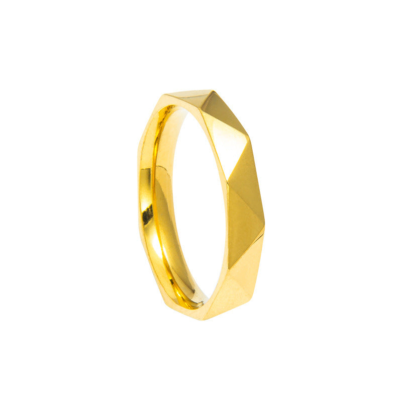 Acier au titane simple et élégant 4mm surface brossée bagues diamant-forme couple