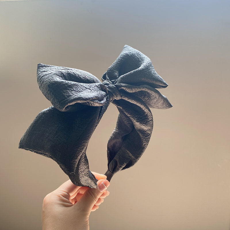 Seersucker Outsize Bow Headband High Sense large bord Accessoires capillaires