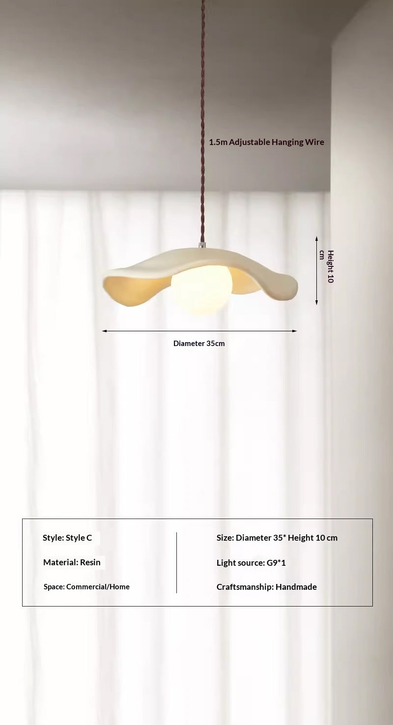 Style japonais Creative Lotus Leaf Chandelier Nordic Pendentif lumière couleur crème