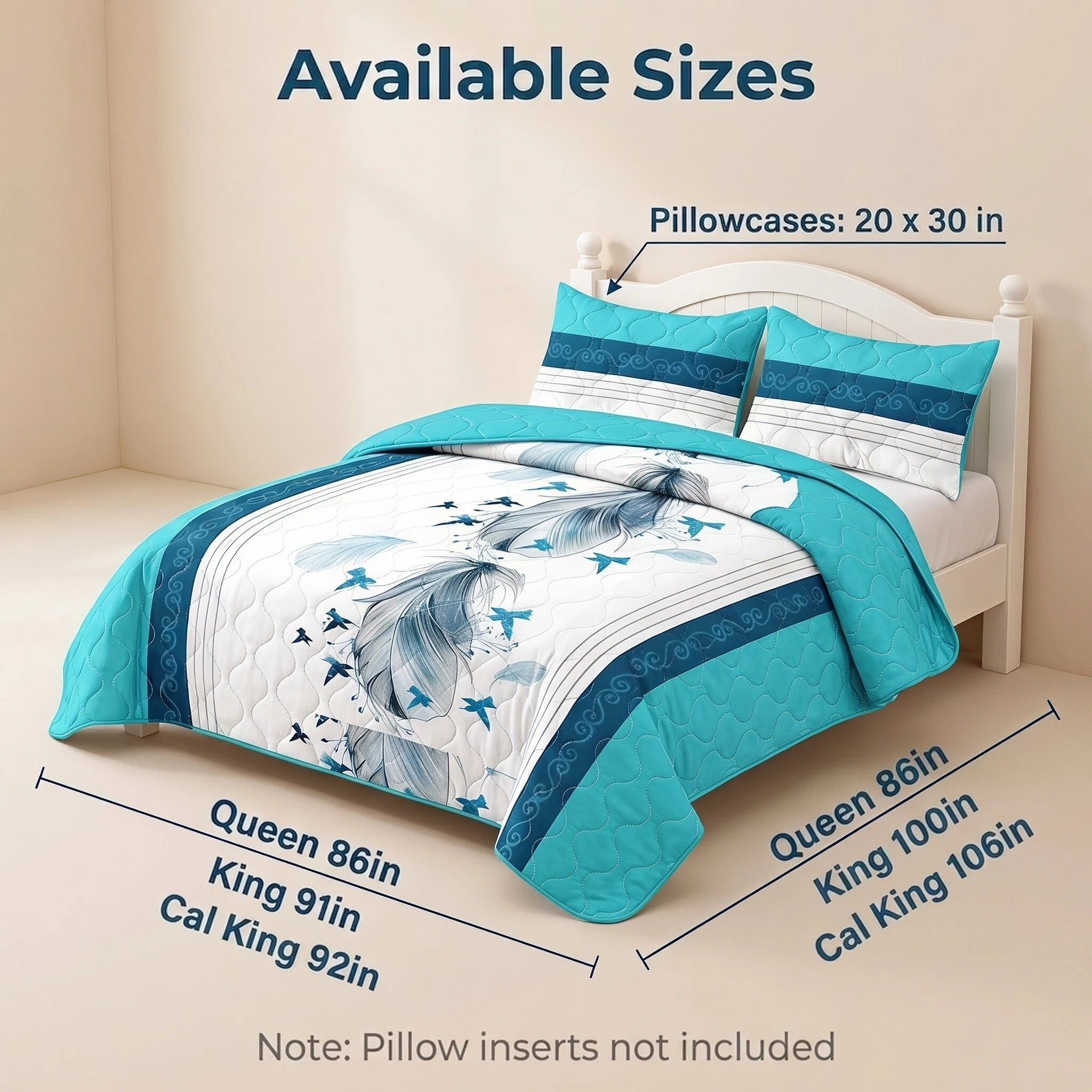 3-Piece bleu et blanc plume Star couvre-lit matelassé pour roi et roi de Californie