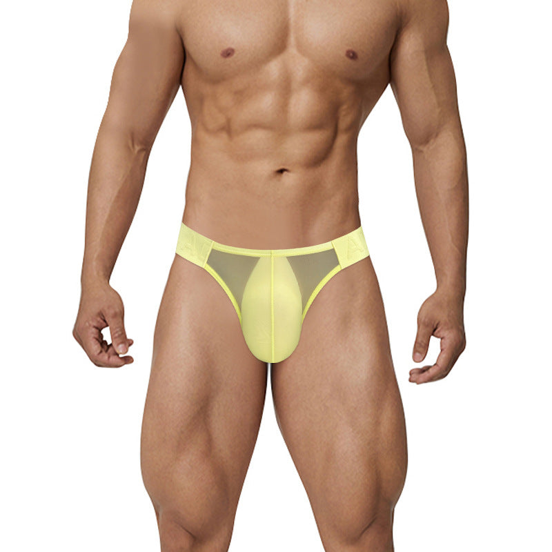 Sexy Low Waist High Fork Slips pour hommes Soie glacée ultra fine