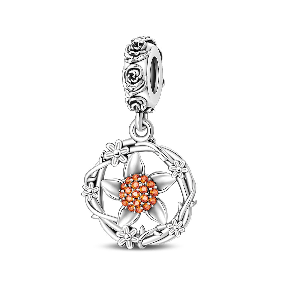 Bracelet pendentif en cuivre en forme de tournesol