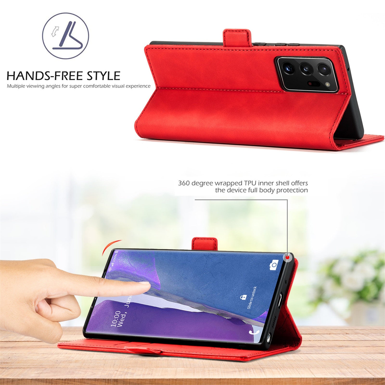 Casual simple en cuir Flip Phone protection Case