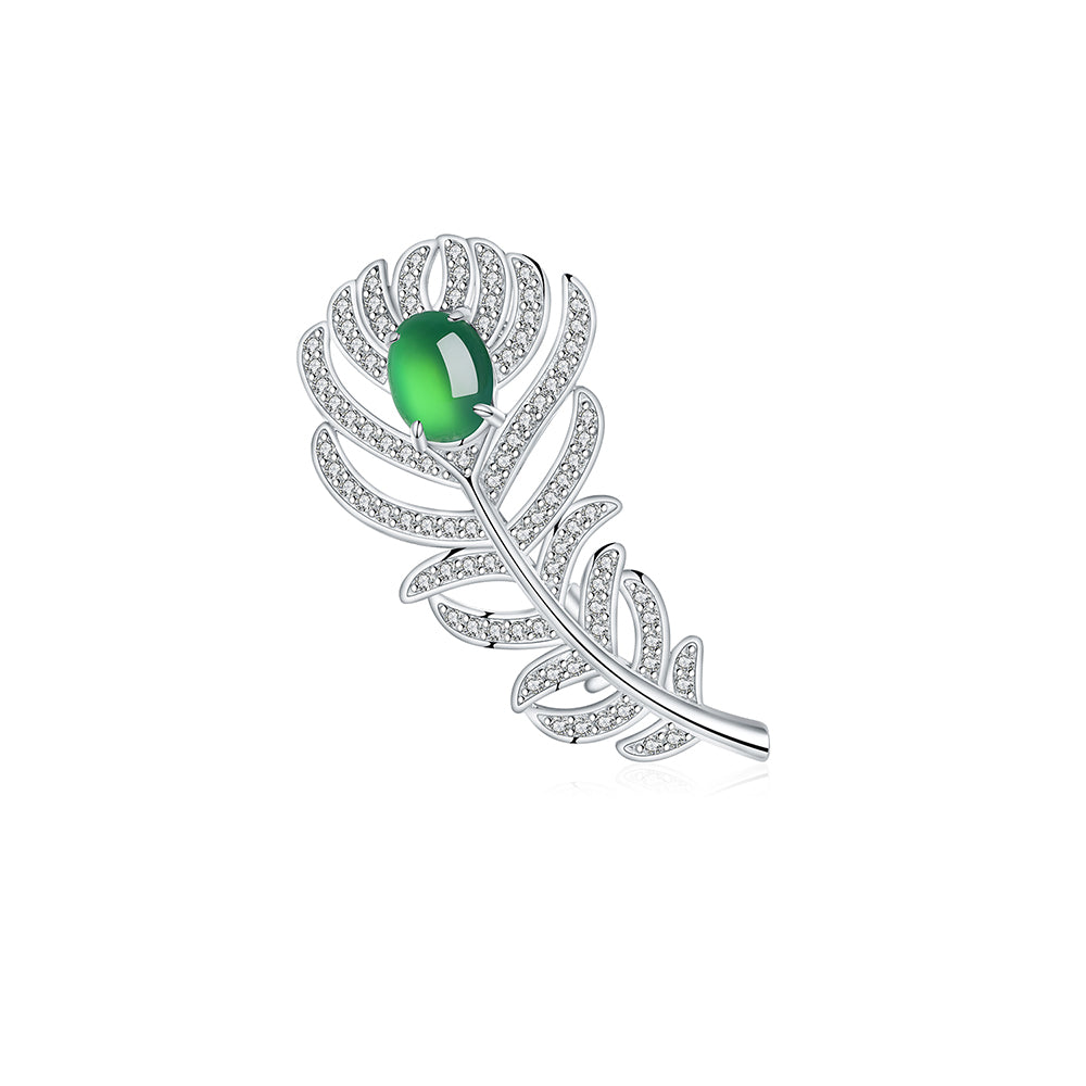 S925 Broche de plumes en argent sterling