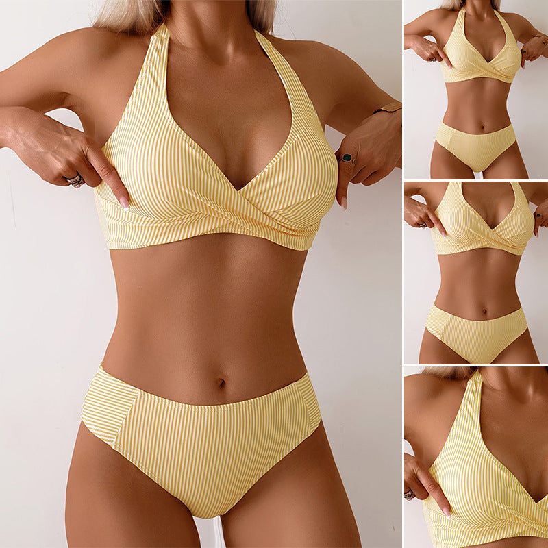 Maillot de bain rayé en une seule pièce Nouveau style Bikini pour femmes