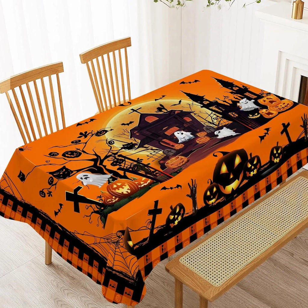 Hexagram Halloween nappe Rectangle citrouille nappe 60 x 84 pouces Château Ghost Ta