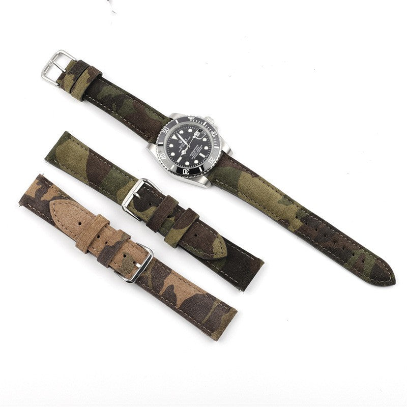 Bracelet de montre en cuir véritable Camouflage créatif et polyvalent