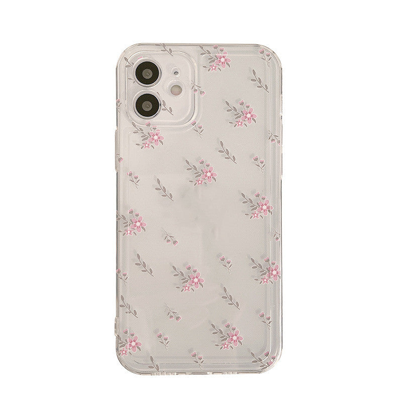 Petit étui de téléphone souple transparent Floral