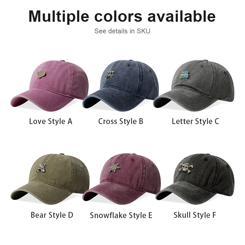 Lavé Old Quick Séchage Cap de baseball Handmade Accessory Pattern Imprimé Duckbill Cap Big H