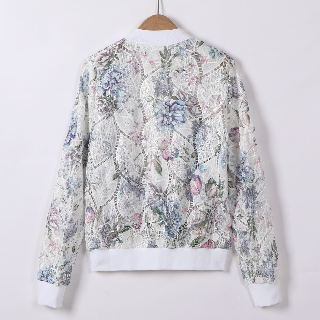Veste à manches longues brodée en trois dimensions pour femmes