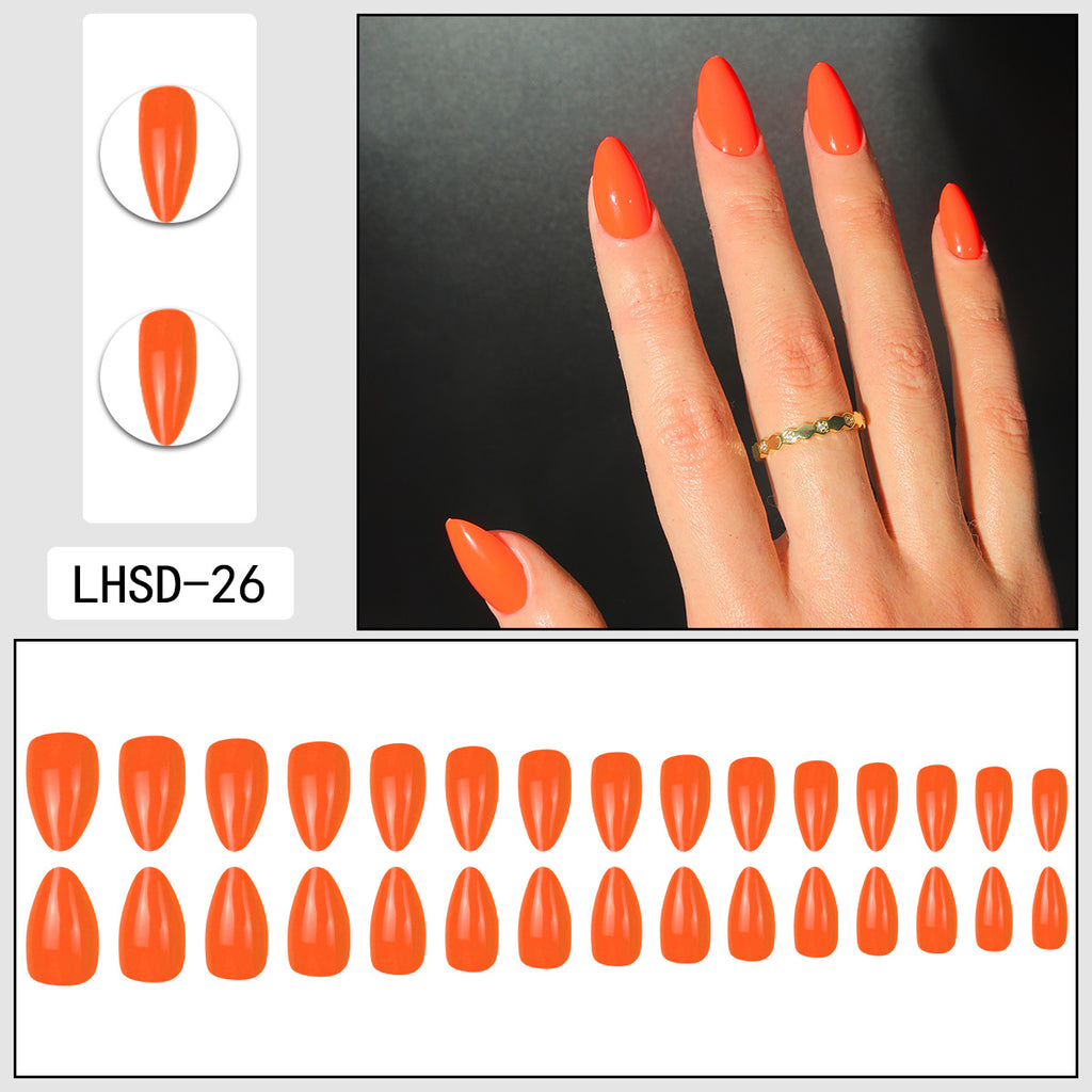 Femmes Glossy Portable Nails artificiels de couleur solide