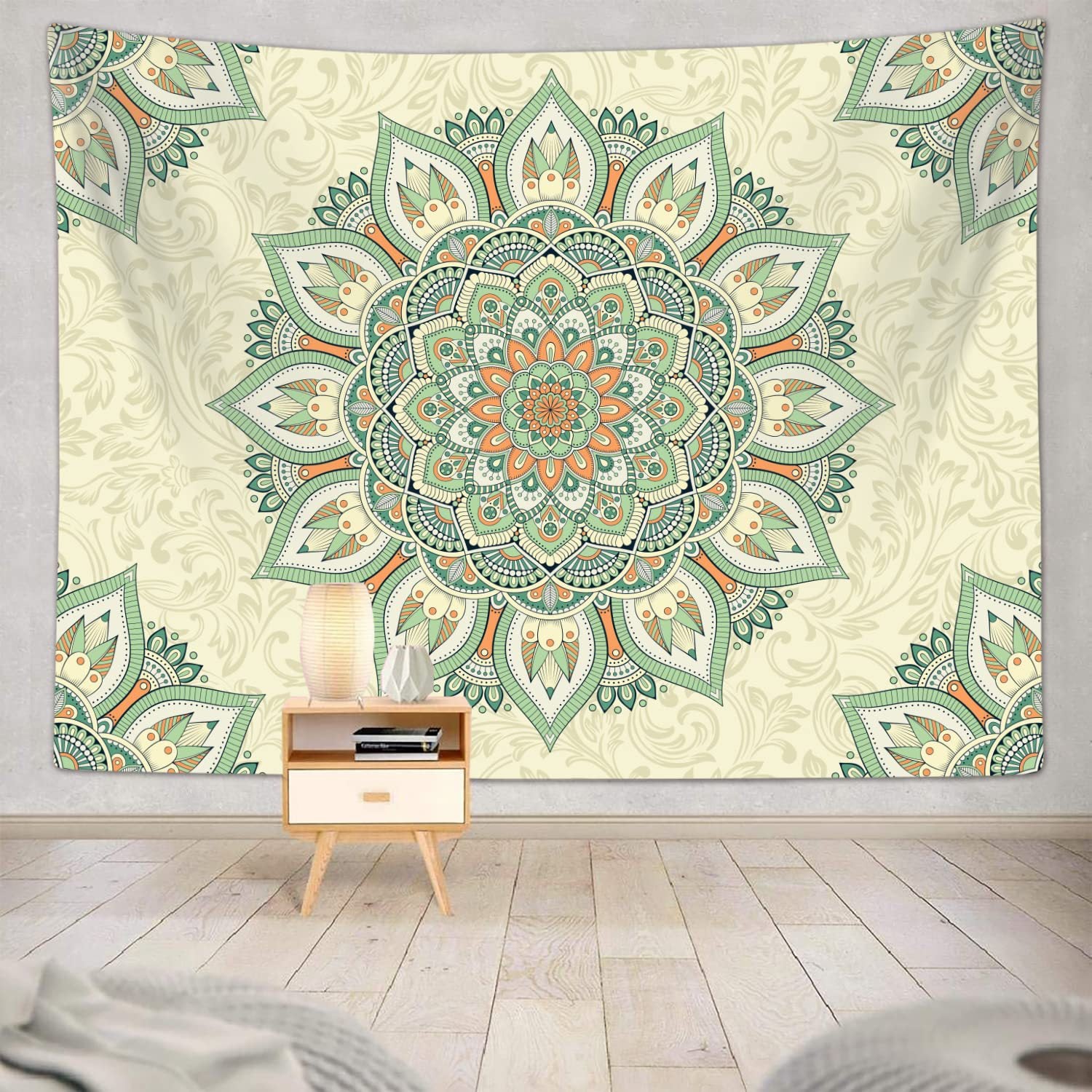 Bohème Vert Mandala Tapestry Bohème Vert Sage Mur suspendu