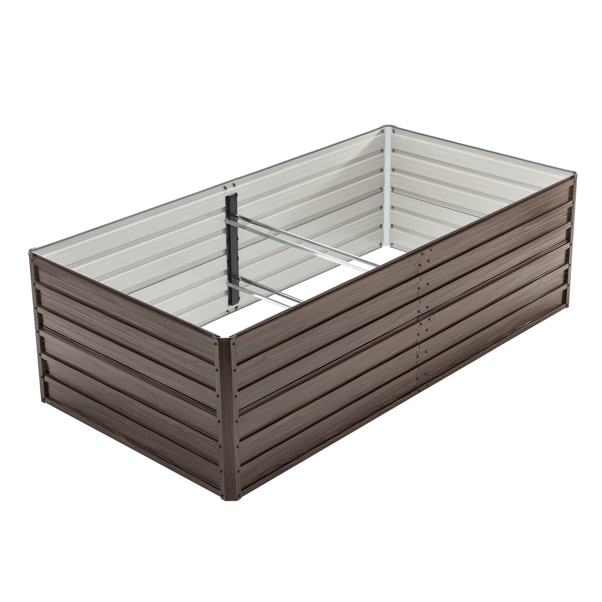 Aesthésique et métal de grain de bois: 8x4x2FT Kit lit de jardin surélevé galvanisé - Large Out