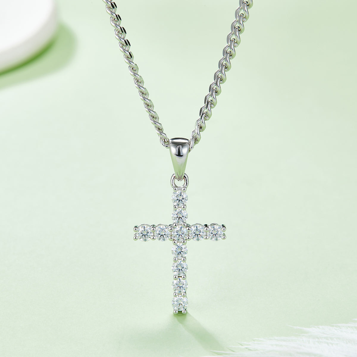 S925 Argent Sterling D Couleur VVS1 Moissanite Cross Pendentif Non Chaîne 1.6g Platine plaqué G