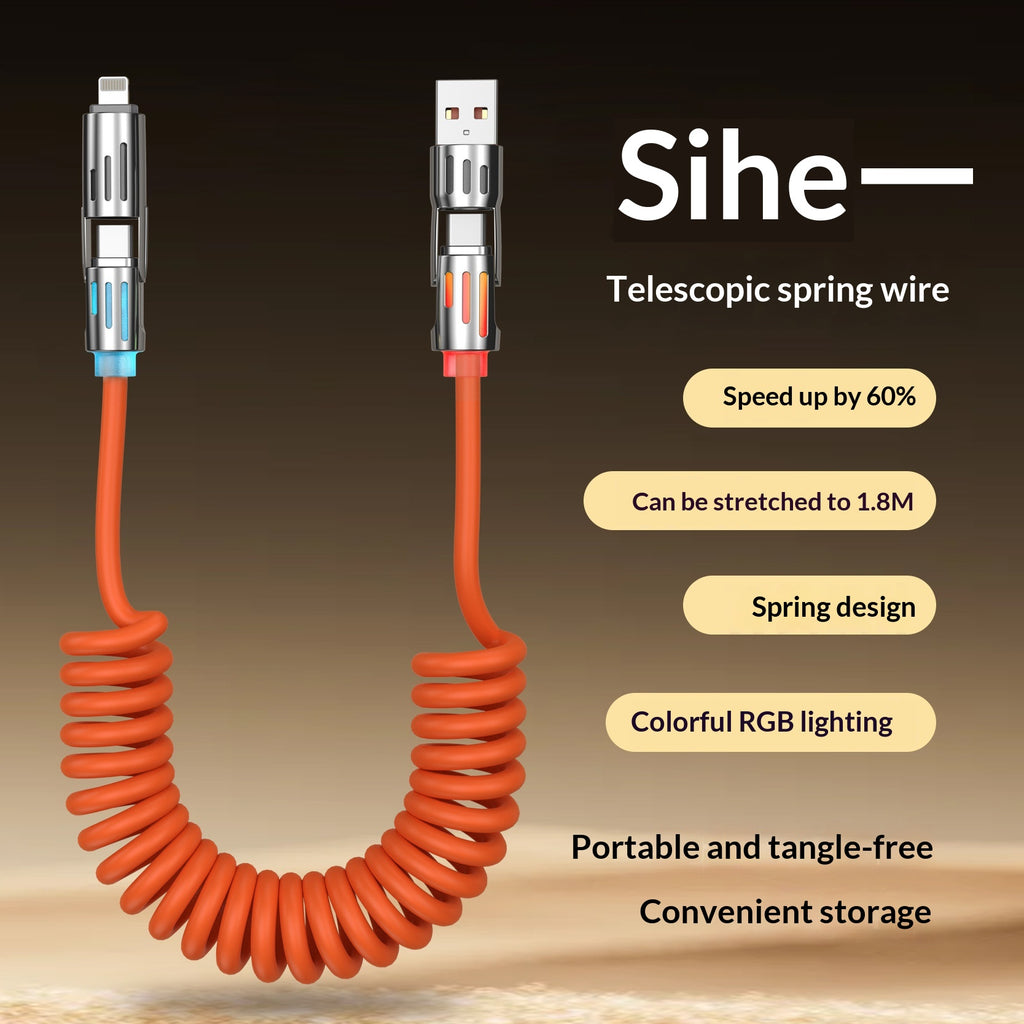 Câble de téléphone Spring Light Bar 4-en-1 65W câble de données