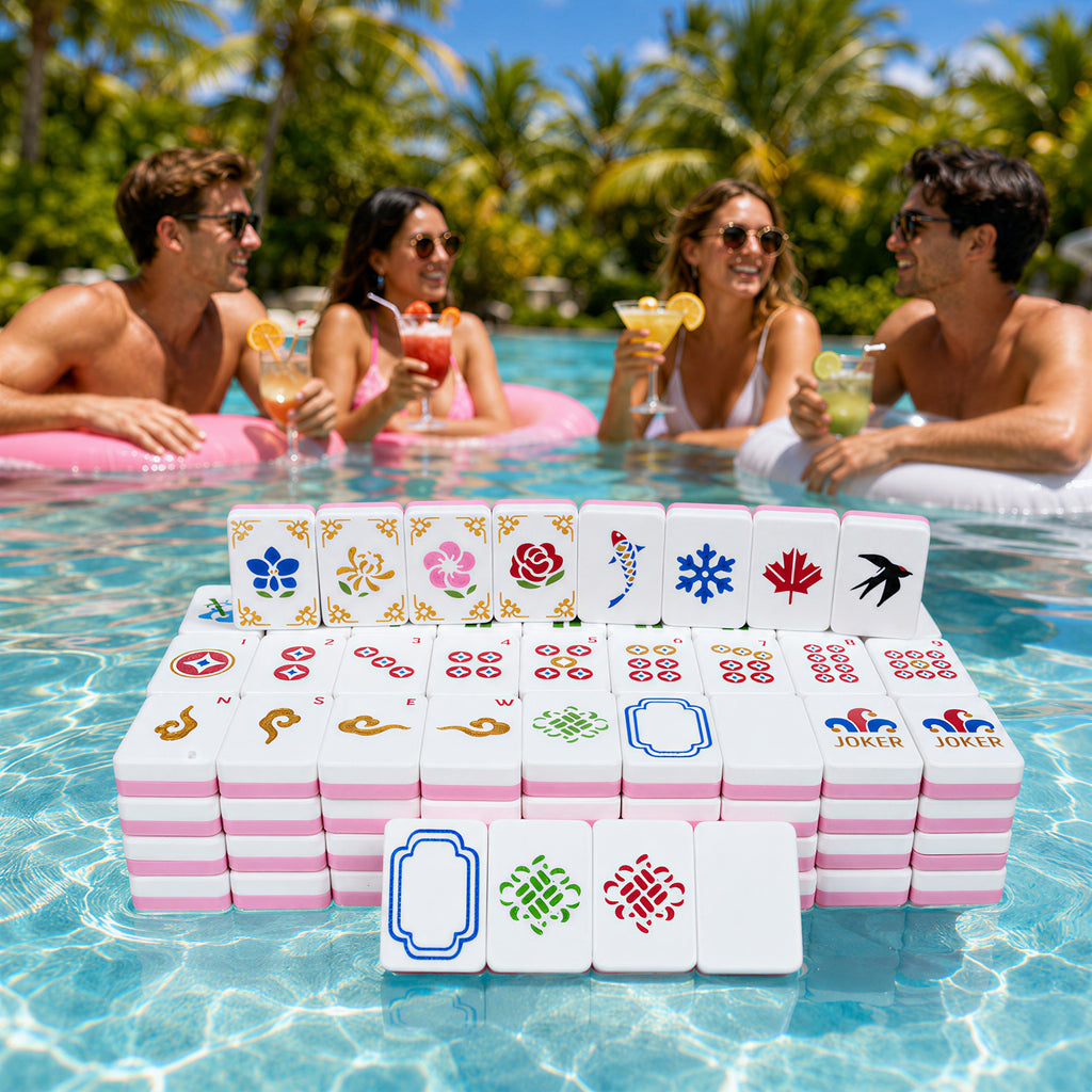 Ensemble de Mahjong américain flottant 160PCS avec boîtier de rangement