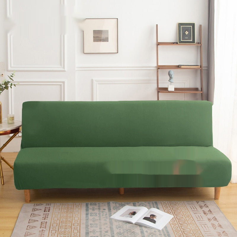 Housse de canapé en tissu monocolore sans bras haute-élastique entièrement fermée
