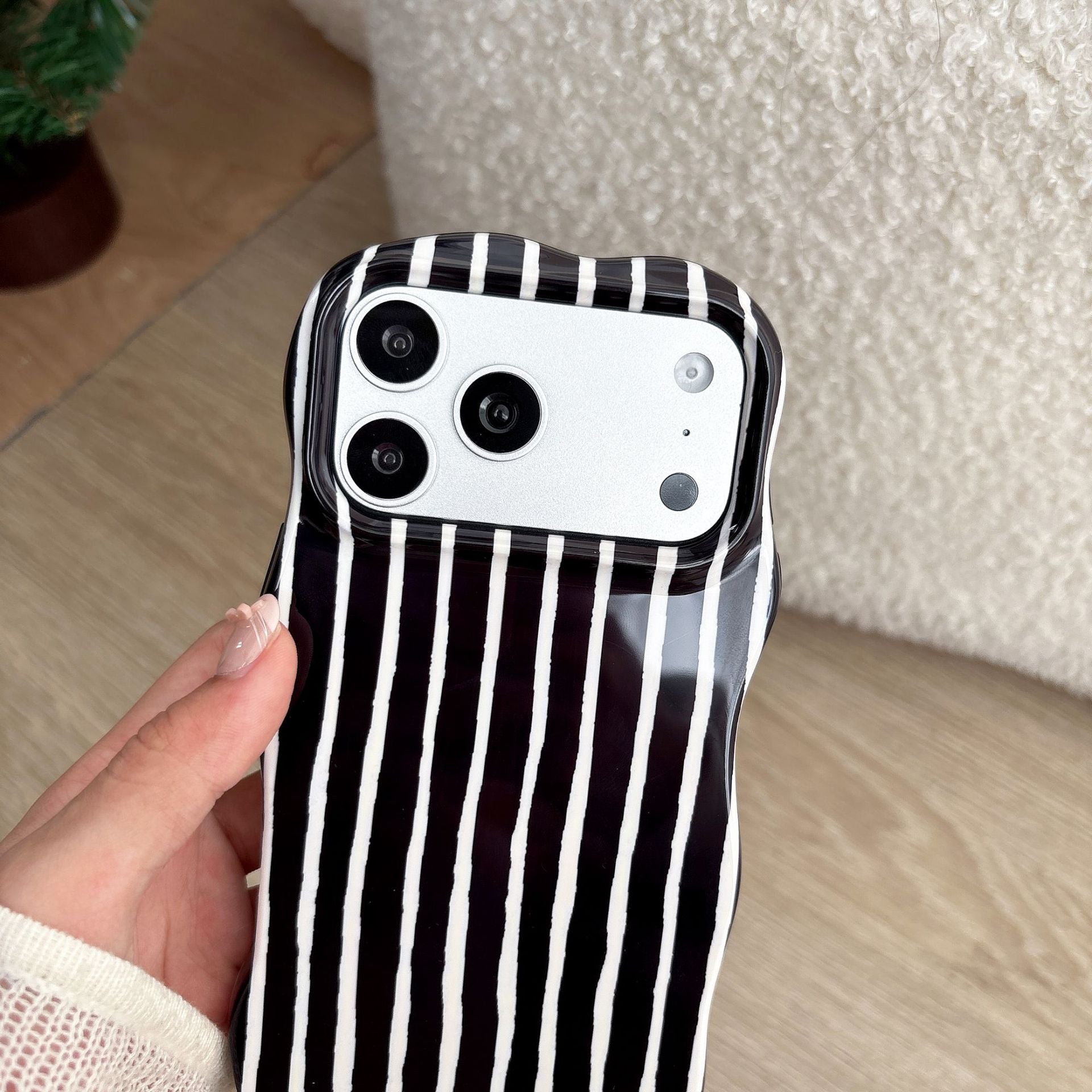 Cas téléphonique simple et artistique rayé