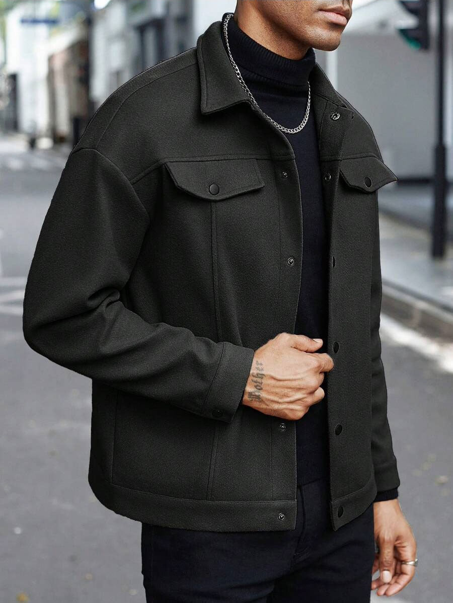 European And American Amazon Temu Autumn And Winter Style Homme Woolen Lapel Jacket Casual