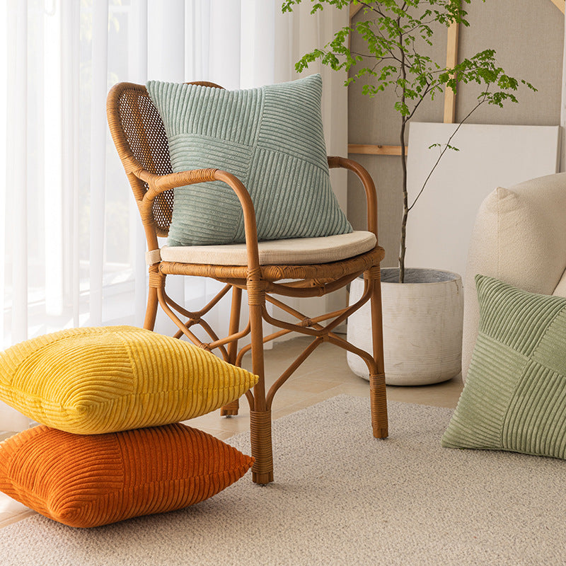 Solid Collar Corduroy Windmill Patchwork Pillow Covering