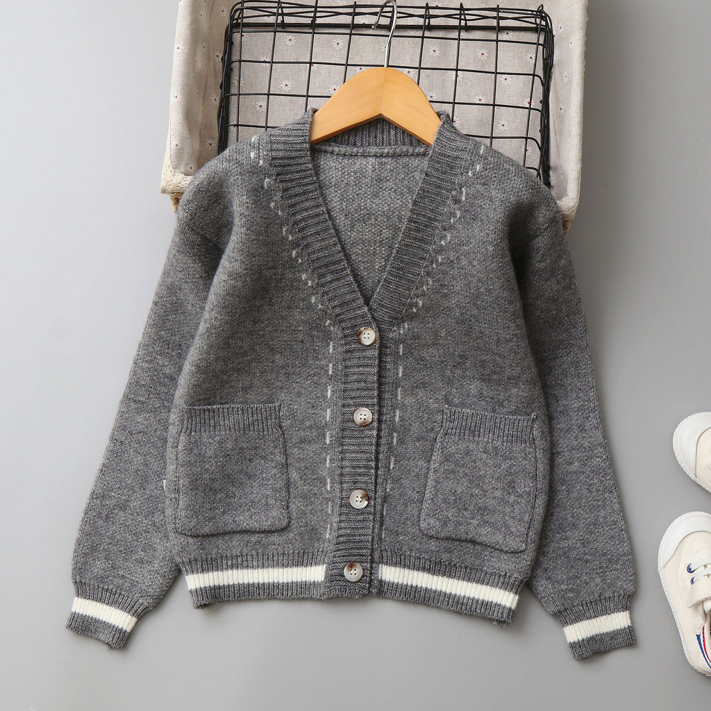 Chandail Jacquard rayé Cardigan pour garçons