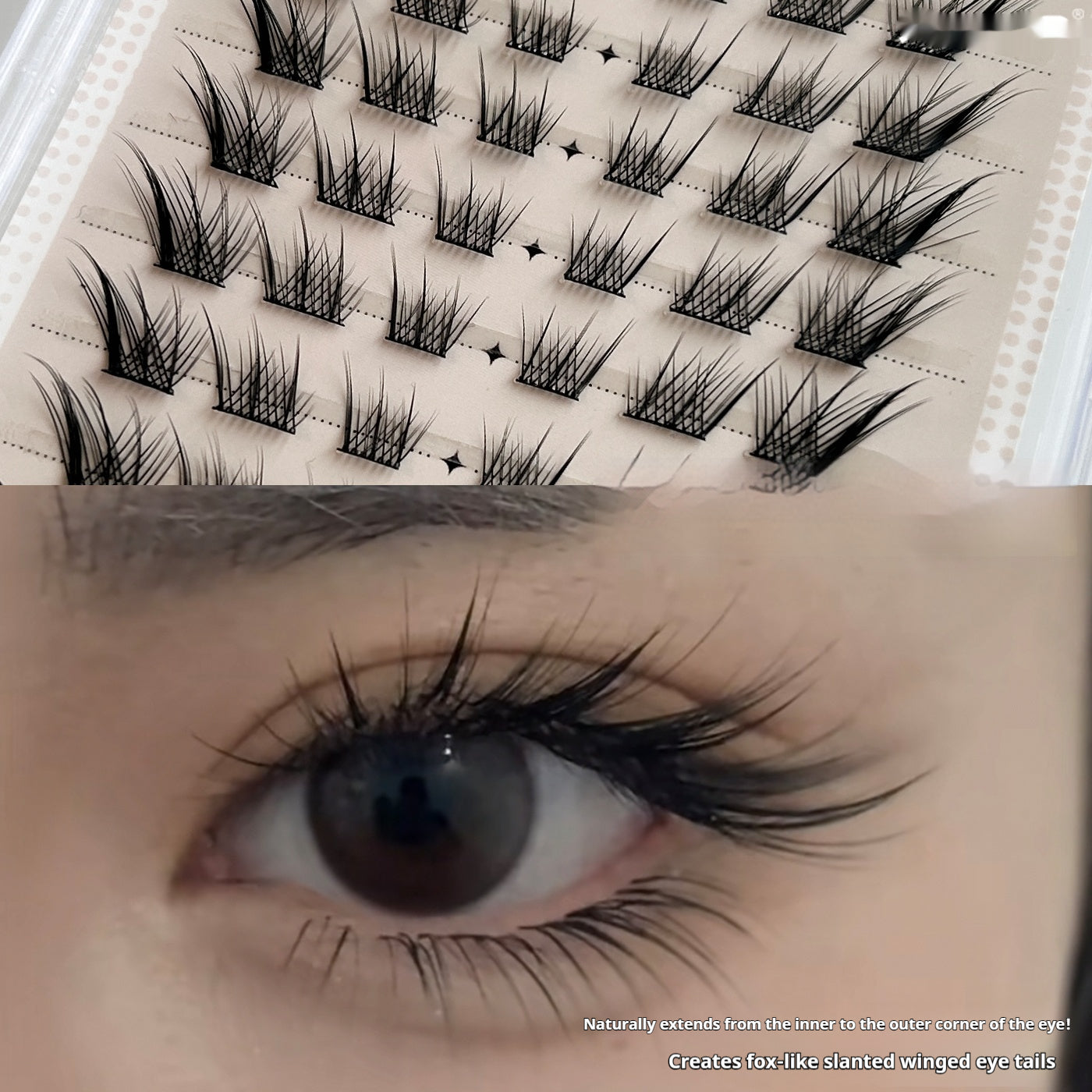 Style Fox Colle libre faux cils volent Diagonally épais et courbé naturellement